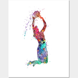 Volleyball Girl Player Setter Watercolor Art Sports Gifts Posters and Art
